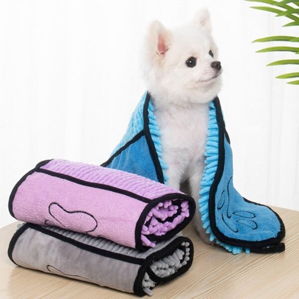 Super Absorbierendes Hunde- & Katzenhandtuch – Mikrofasertuch mit Doppeltaschen – Bild 4
